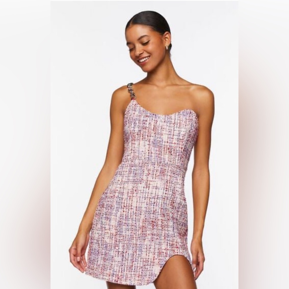 FOREVER 21 Tweed One Shoulder Mini Dress SZ Small
New With Tags